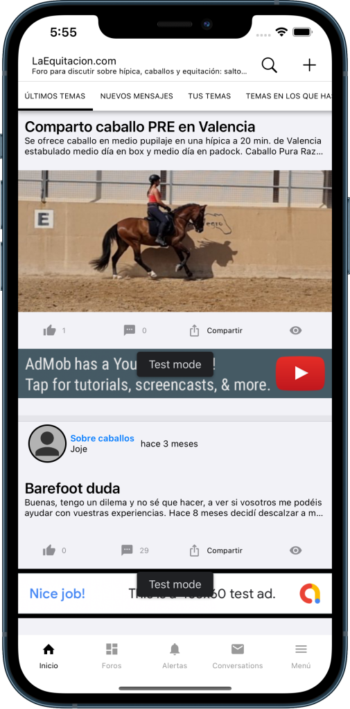 Boost Xenforo with our mobile app. 7 Screenshot of Our App Displaying AdMob Ads